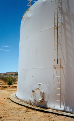 Landers earthquake damage to water tank